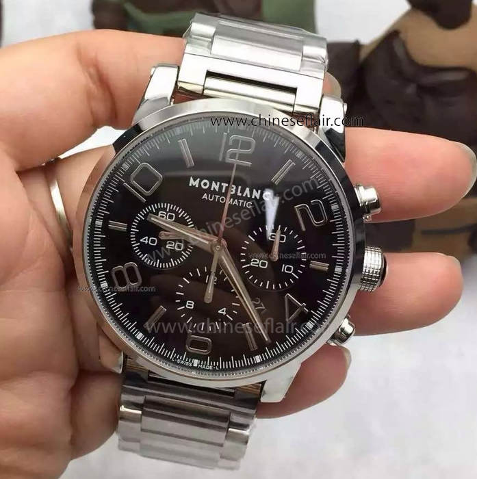 Swiss 7750 Montblanc Time walker SS Black Chronograph Watch